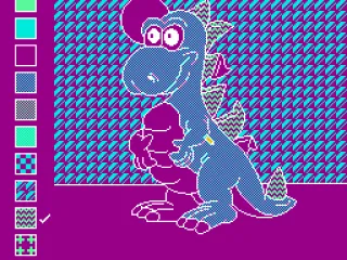 The dinosaur coloring screen