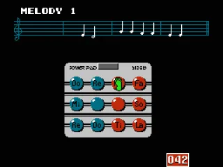 Following the music of Twinkle, Twinkle Little Star with my feet. The foot marks help to learn but to pass the levels the player needs to know the song to do it quickly enough.