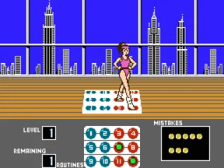 Level 1 with a simple warm up exercise. Have to love that 80’s gym outfit.