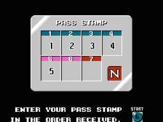The Pass Stamp entry screen used for skipping previously passed levels and 1, 2, 3 et cetera is not the correct code.