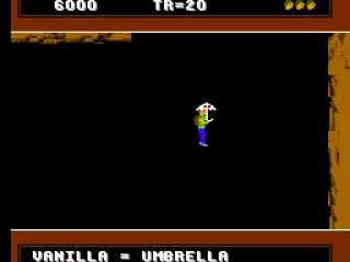 As an umbrella, the blob slows down the boy's fall ...