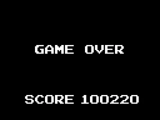 The game over screen