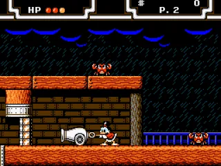 Scrooge pulling the cannon.