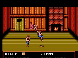 Inside a cabin, Billy grabs Daby with a somersault.