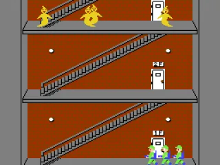 Entering the building.