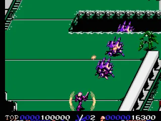 Game action; hero has shield powerup