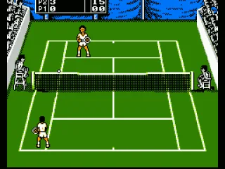 Tennis ball going over the net.