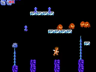 Making a difficult jump in this unforgiving game. Even though you have wings, you can't actually fly (with a few exceptions). If you fall, you have to start over from the beginning of the level.