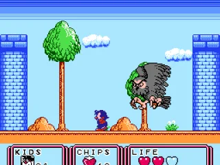 Ducking under the attack of the second boss