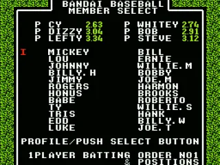 The full roster of all the players in the game