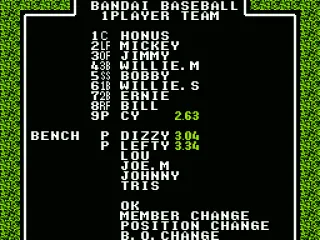 The line-up screen before the game starts.