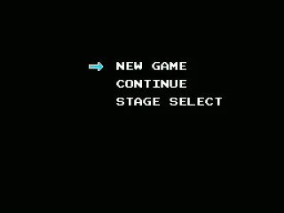 Choose to either play a new game, continue a game, select which stage you want to play.