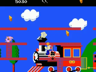 Smashing into an enemy by riding a pulley.