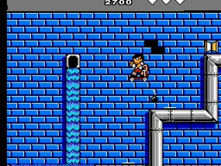 Holes open up in the walls and a hand throws bombs from ketchup bottles from them.