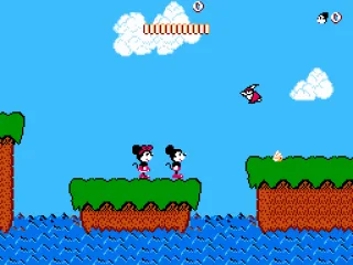 Jumping on platforms at the ocean