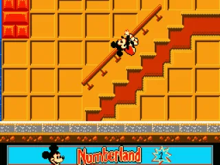 It appears Mickey is falling down a flight of stairs... worry not though, that's just how he climbs up the stairs in the game