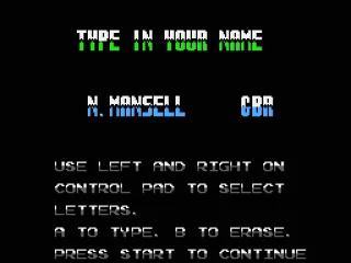 Name entry screen -- the default name is that of the game's namesake