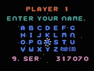 The high score screen
