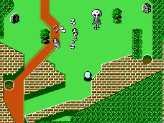 But a pinball knocks the skeleton in two.