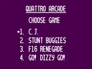 Game selection screen