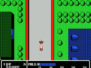 Driving through a suburban area.