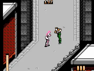 Fighting an enemy, also on rollerblades