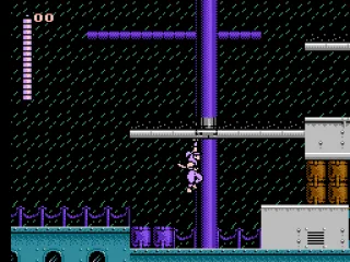 Hanging from a platform