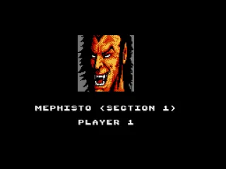 Beginning a level, Mephisto has nice teeth.
