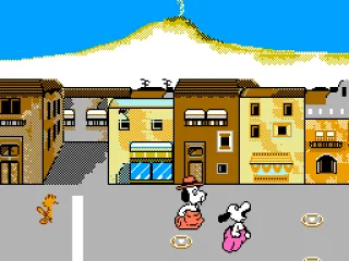 Sack hop across the street area to the finish line