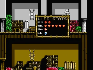 Searching a room, checking your stats