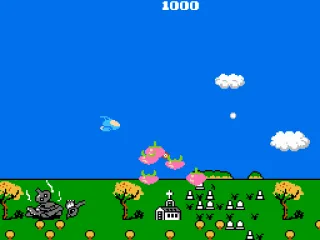 Firing at my first enemies.