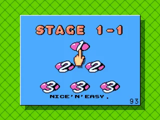 Stage select -- more options are available at higher stages.