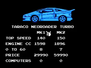 Specifications for Taraco Neoroder Turbo.