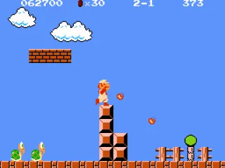 Fiery Mario tosses a few fireballs.