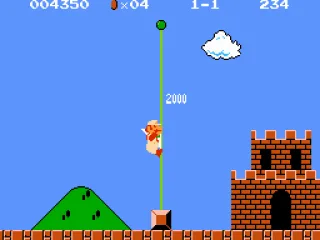 Slide down the flagpole to complete the level.