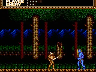 Fighting a strong monster in the forest.