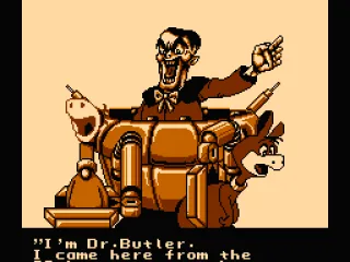 The evil Dr. Butler has snatched away Dino and Hoppy