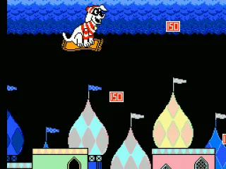 Flying on the carpet collecting points.