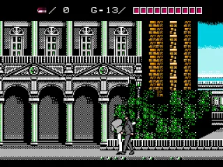 Golgo's primary weapon is his karate, which requires no ammo