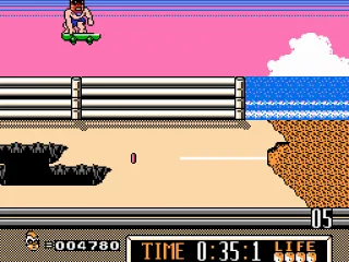 Jumping over a hole in the road