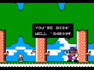 Wario talking to Toad