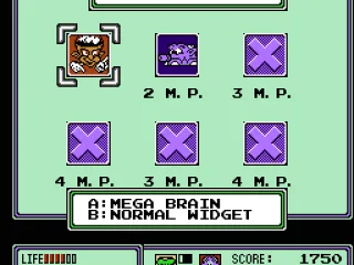 Widget selection subscreen