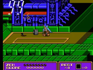 Eco-terrorist/intergalactic ninja Zen plants bombs in the factory