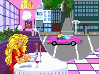 Intro to level one: Barbie drives through LA in her Barbie convertible