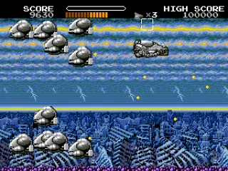 The ship grows bigger when the life power up is picked up