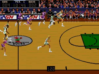 Courts now have the logo of the home team. Here you see the old logo of the Milwaukee Bucks