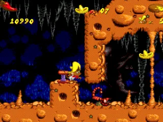 From the desert to the dark dungeons. The cheese in the top right corner represents your health