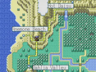 The view of the known world, to travel to new places (this screen shows about one fourth of the map)