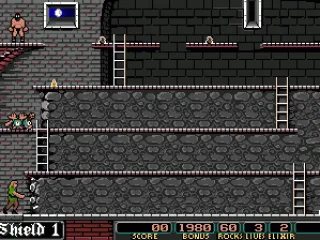 The fellow on top of the screen is about to reenact Donkey Kong.