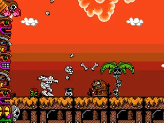 Chuck is being chased by a giant totem pole.